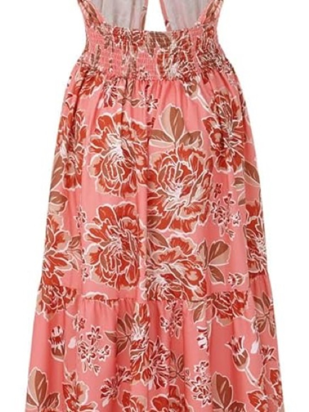 Smocked Halter Maxi Dress in Coral Pink Floral Size Medium - Picture 2 of 10